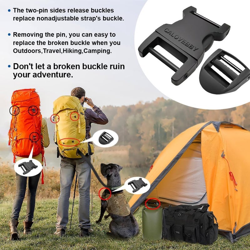 Deluxsa 1" Buckle Quick Side Release Buckle,Adjustable No Sewing Clip,Plastic Replacement for Nylon Webbing Straps,Backpack Pack Belt - Image 4
